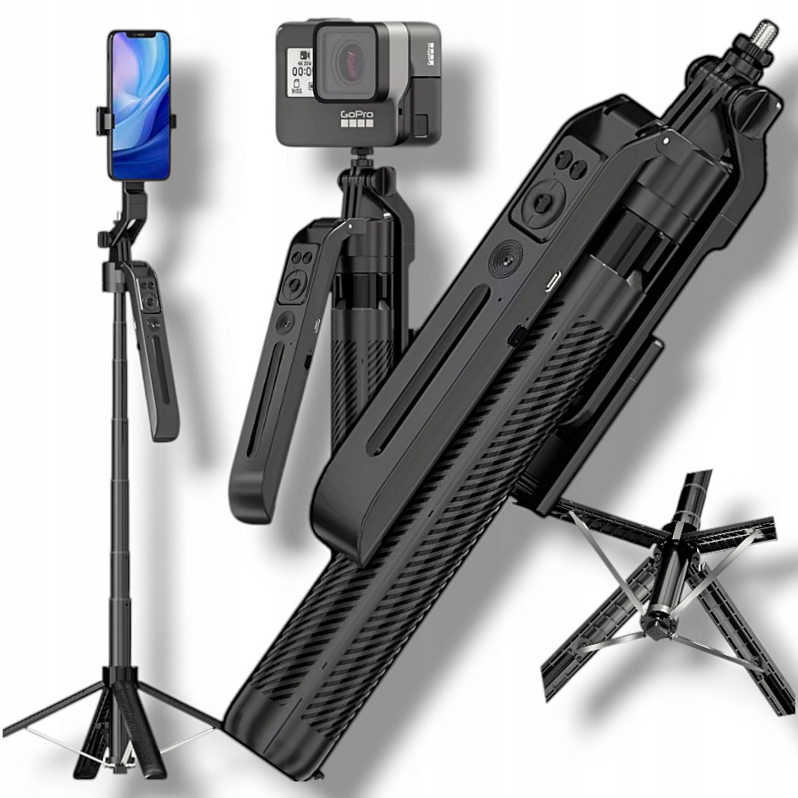 Držák telefonu Stativ S Funkcí Sledování Hůl pro Selfie Stick Vysoký