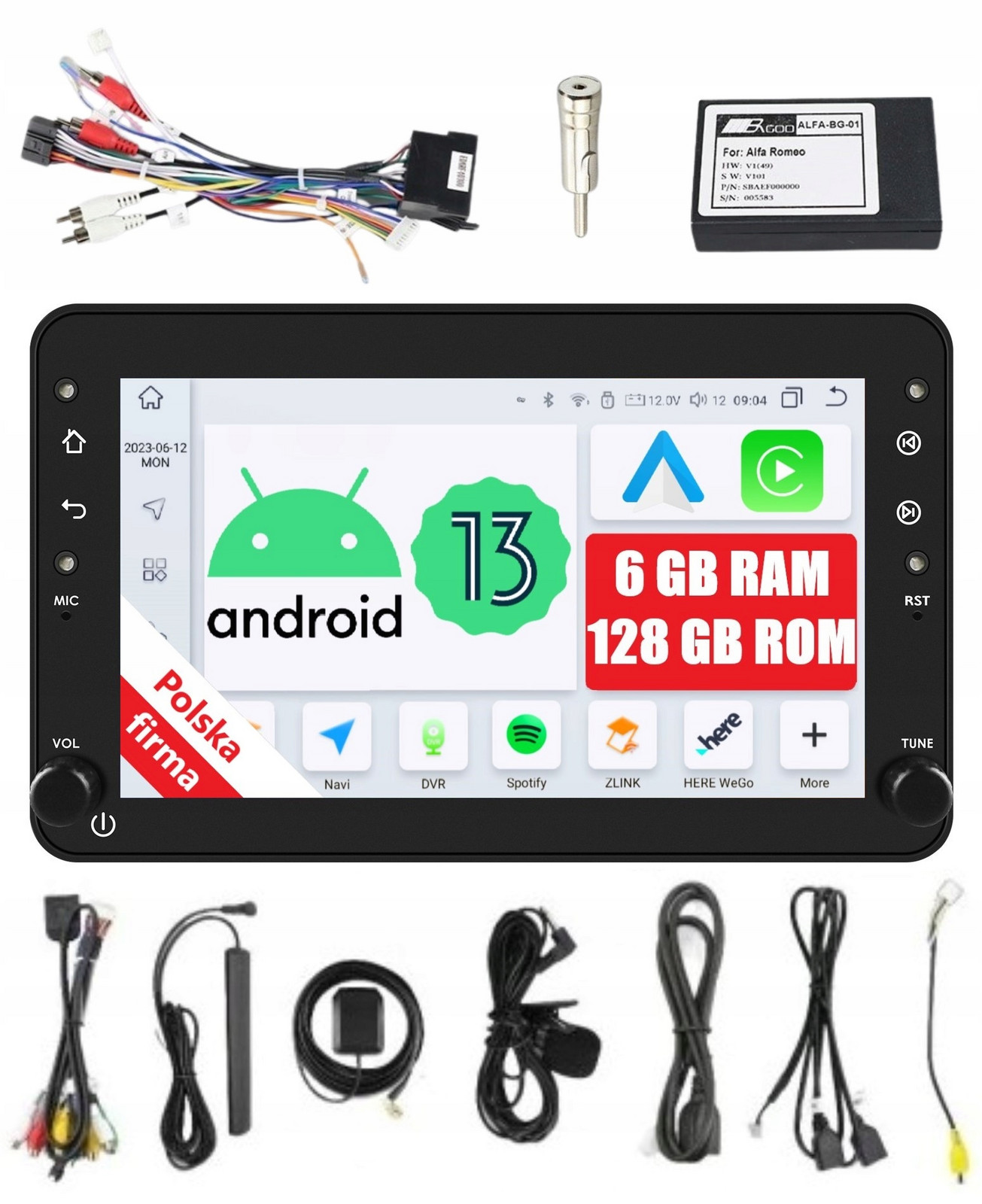 Navigace 2DIN Android Alfa Romeo 159 Brera Spider 6/128 Gb Dsp Carplay Lte