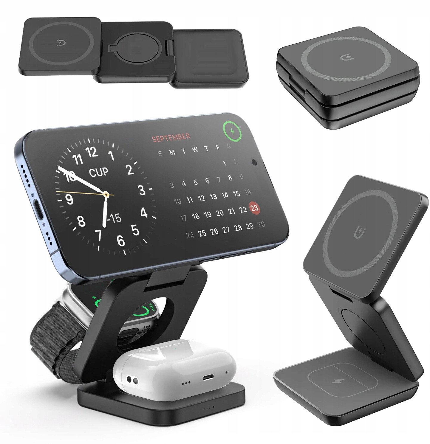 3v1 Indukční Nabíječka Skládací Magsafe Apple Iphone Watch Airpods 15W Qi