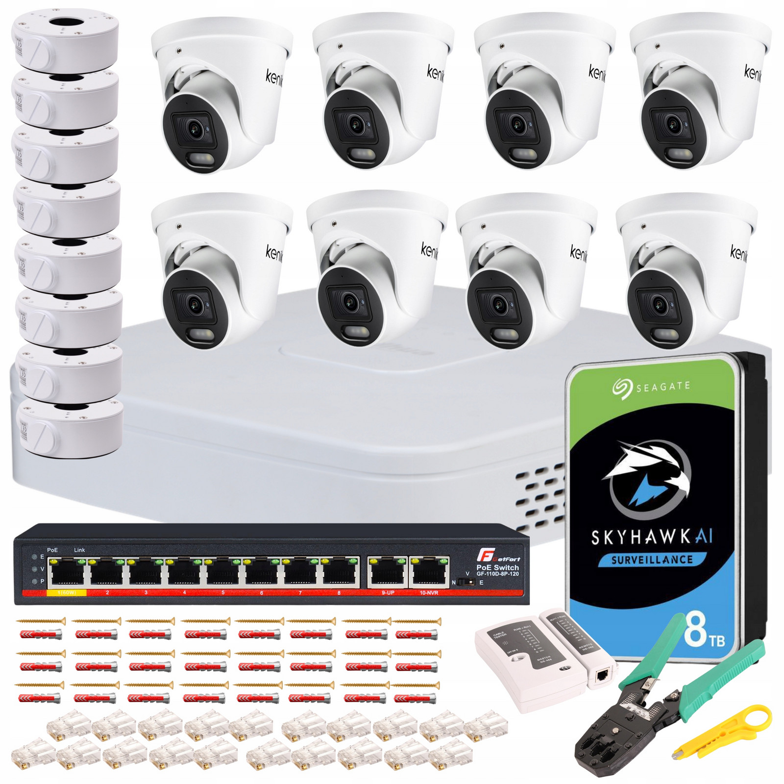 Monitorovací sada rekordér Dahua 8x Ip kamera Kenik KG-430 aplikace