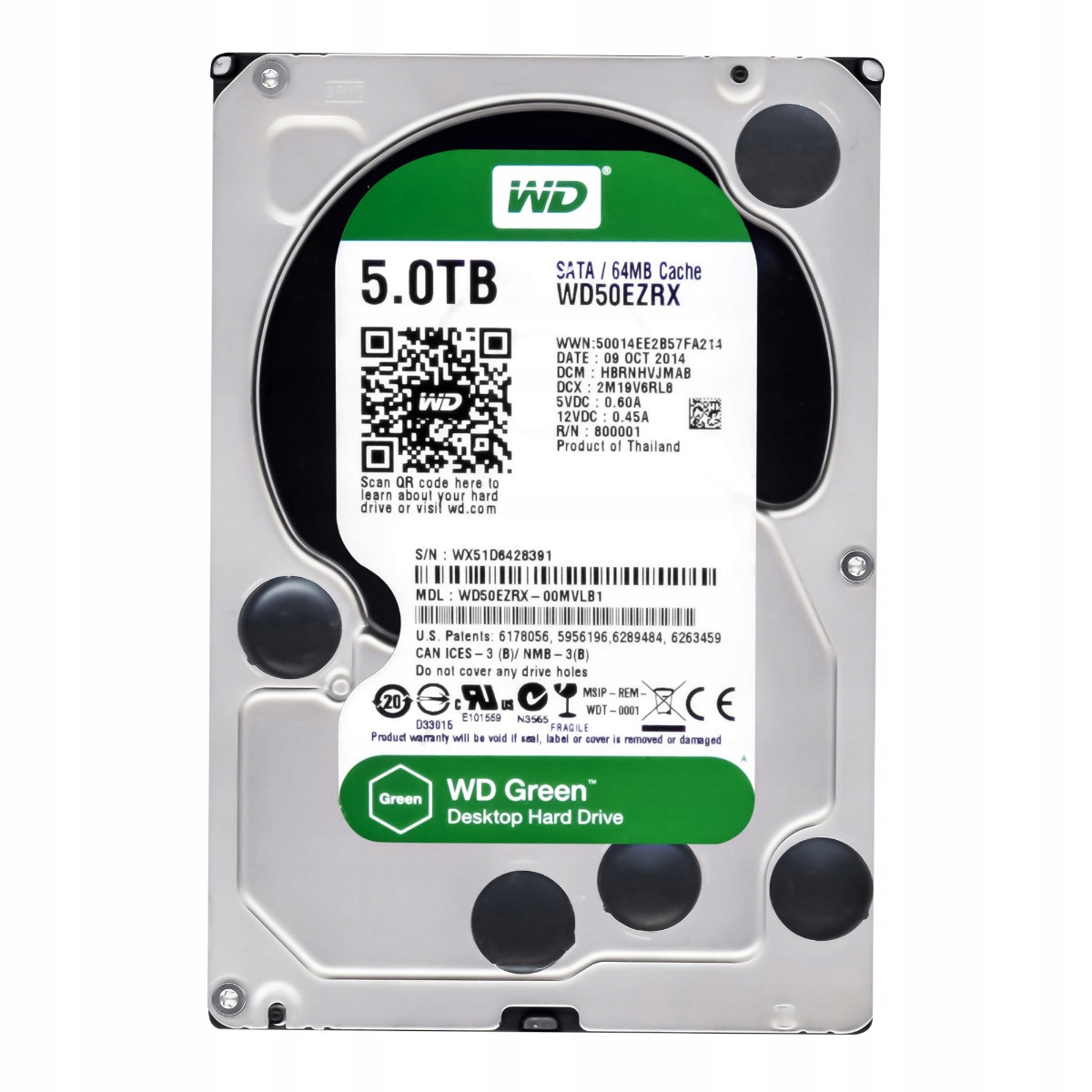 Wd Green 5TB 5.4K 64MB Sata III 3.5'' WD50EZRX