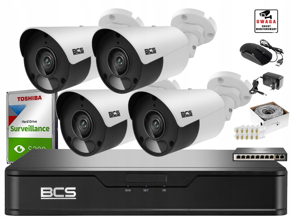 Monitorovací sada Bcs P-NVR08014K-II+BCS-P-TIP15FSR5