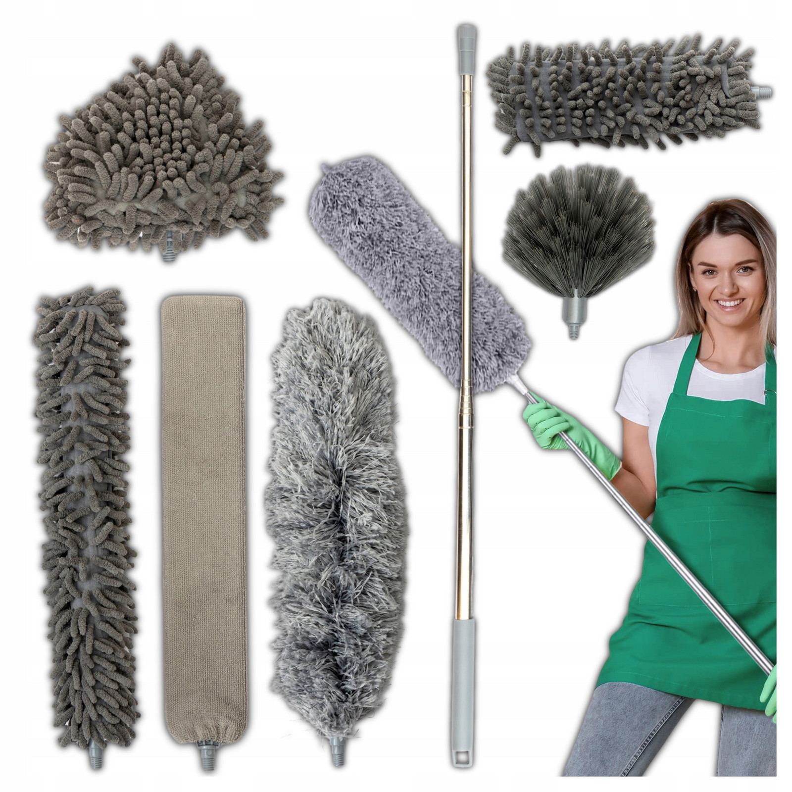 Úklidová sada 7v1 Kartáč Teleskopická Metla Mop Mikrovlákno 280cm