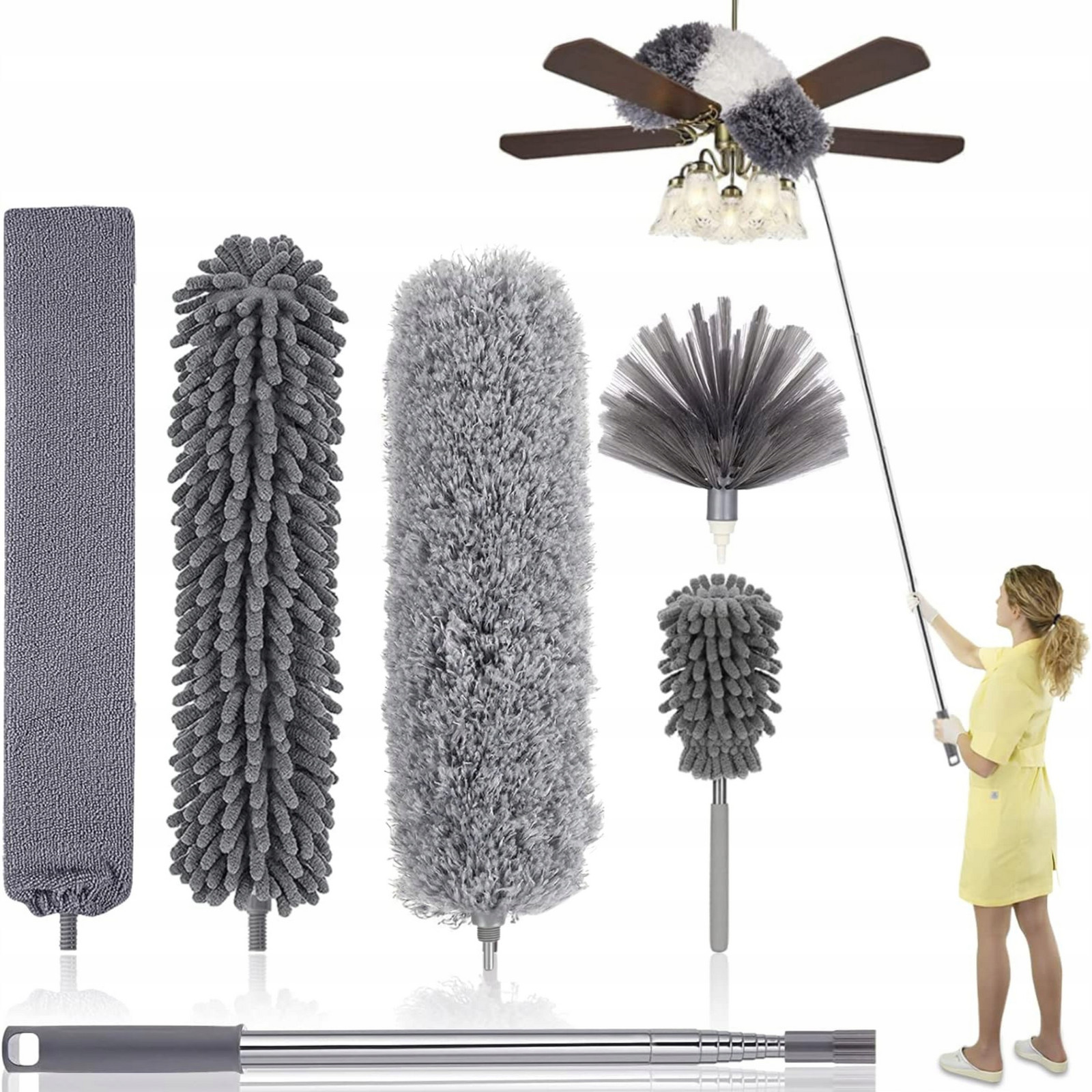 Teleskopický Kartáč Metla Mop Prach Mikrovlákno 280cm 7V1 na Pavučiny