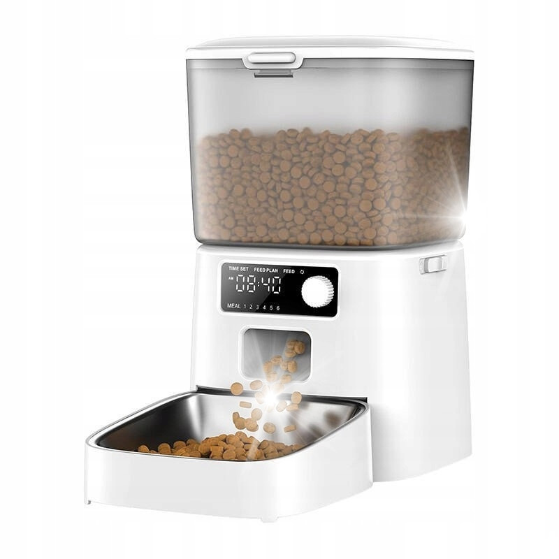 Oneisall Automatický Dávkovač Miska krmiva Pro Psa Kočku Bílá 1.2 Podavač
