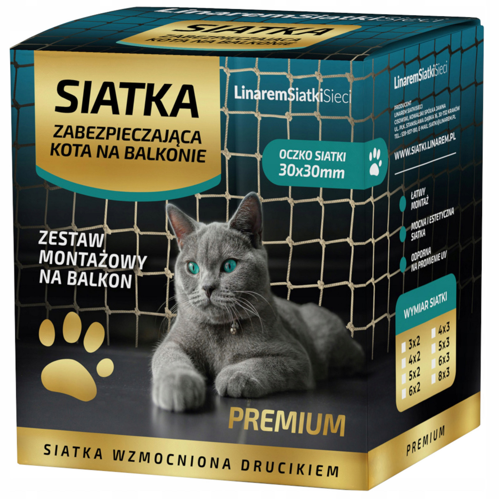 Set Síťka Na Balkon 2x3 Pro Kočky S Prémiovým Drátkem 110g Bez Vrtání