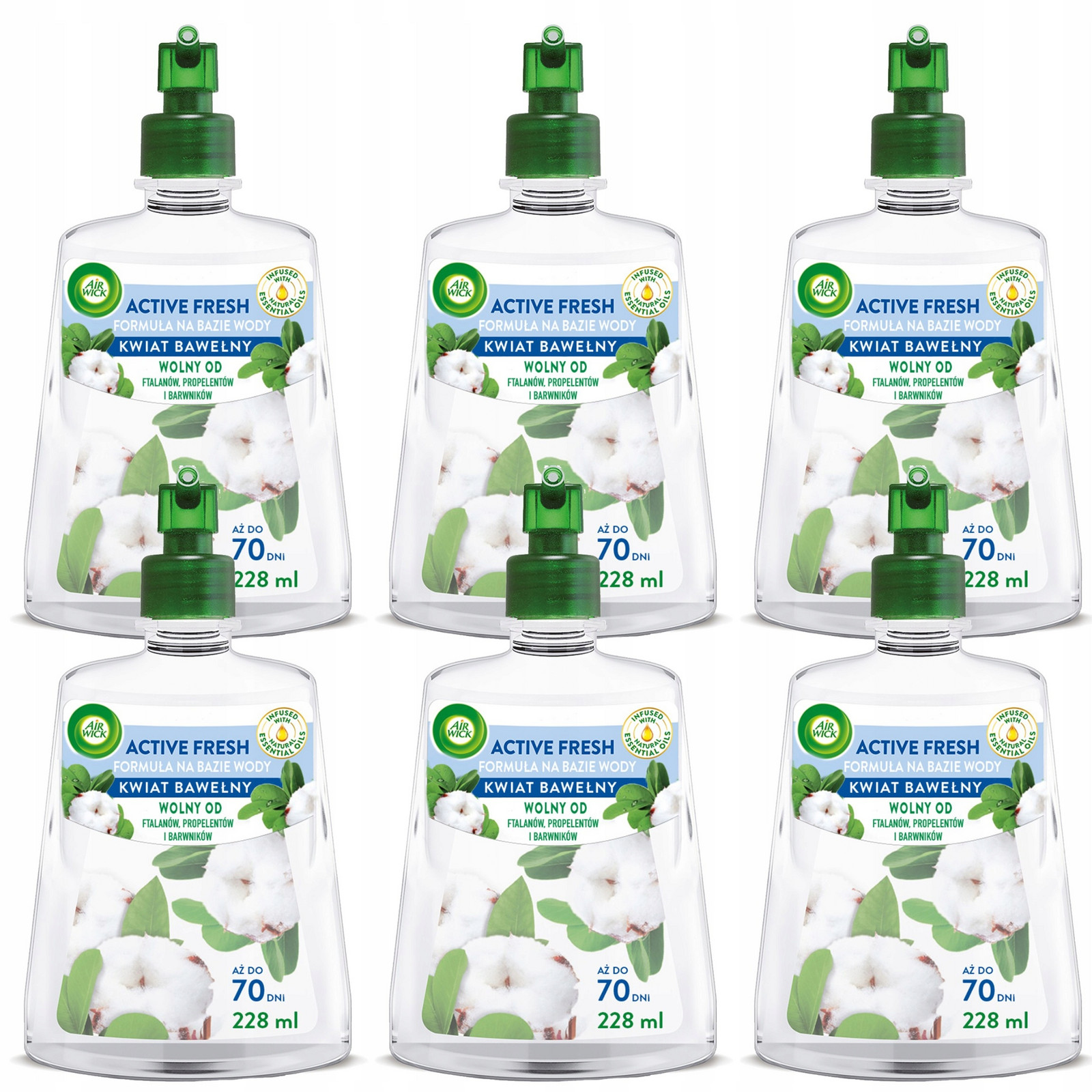 Air Wick Active Fresh Náplň do Osvěžovače Vzduchu Bavlníkový květ 228ml x6