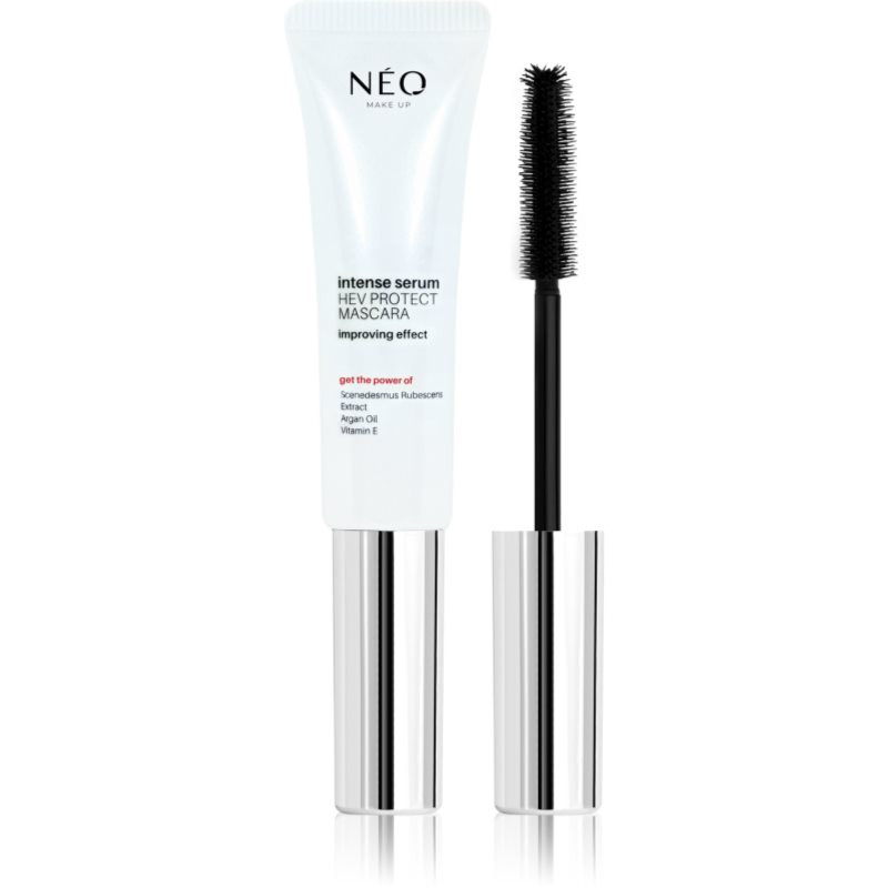 NEO MAKE UP Intense Serum HEV Protect Mascara řasenka pro objem a zahuštění řas odstín Black 9 ml
