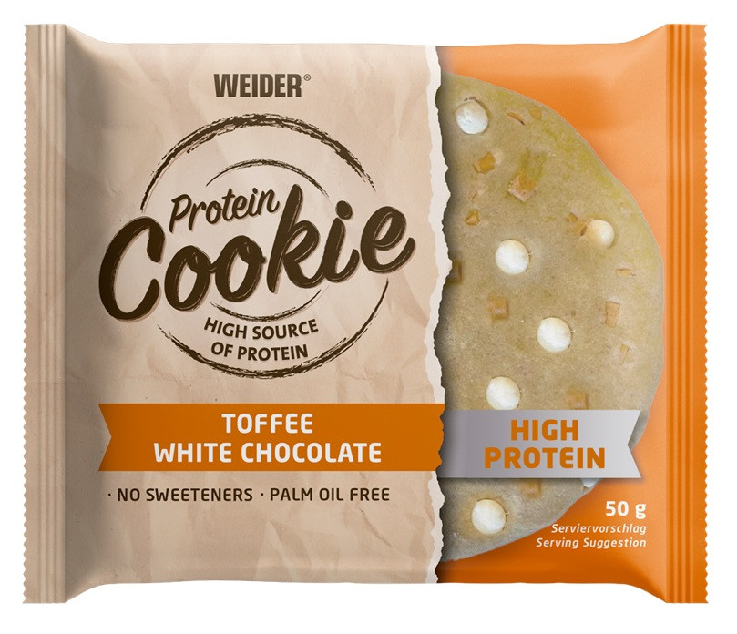 Weider Protein Cookie 50 g, proteinový koláček, Toffee White Chocolate