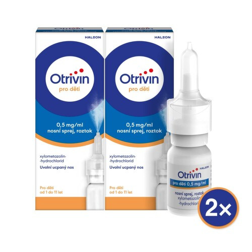 Otrivin 0,5mg/ml nosní sprej pro děti při léčbě ucpaného nosu 10ml - balení 2 ks