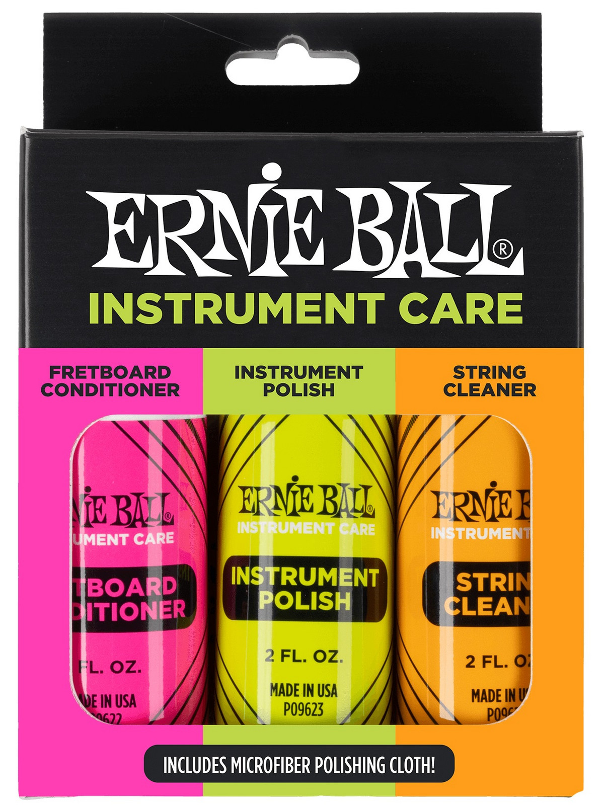 Ernie Ball Instrument Care 3-pack w/Microfiber Polish Cloth