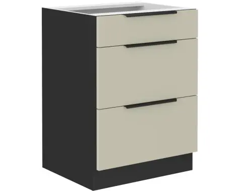 Dolní zásuvková kuchyňská skříňka Arona, 60 cm, kašmírová/černá