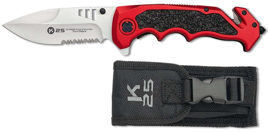 Nůž zavírací záchranář Tactical Penknife s pouzdrem červeno/černý RUI/K25® 18866