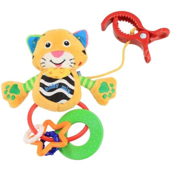 BABY MIX TYGŘÍK Plyšová hračka s chrastítkem, žlutá, velikost