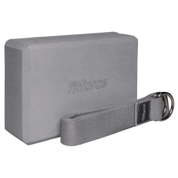 Fitforce YOGA SET Cvičební pomůcka, šedá, velikost