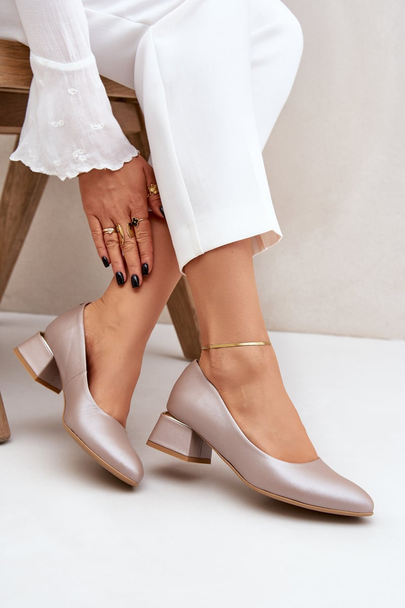 Lewski Shoes Kožené lodičky Lewski 3118 Tmavě béžové