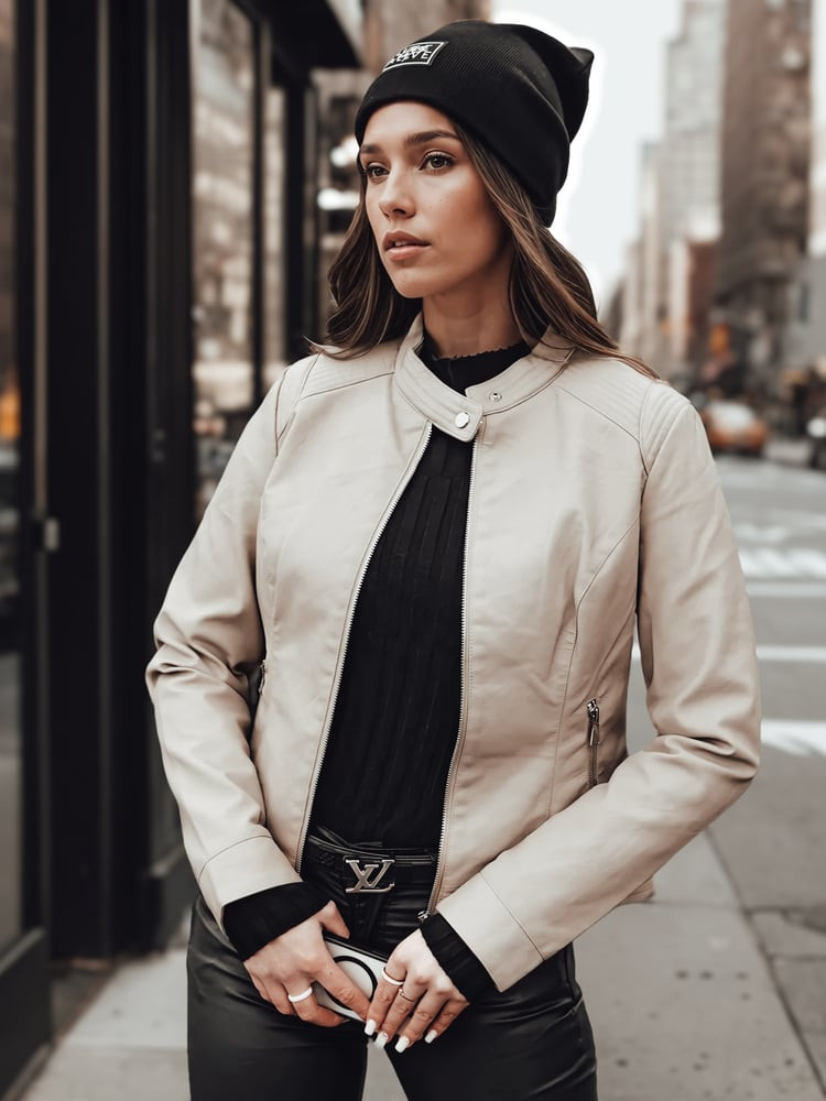 Kurtka damska skórzana SKINVEX beżowa Dstreet