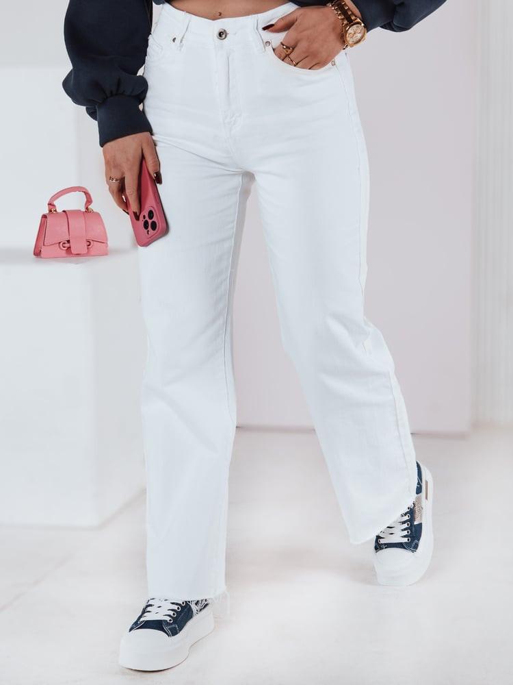 Spodnie damskie jeansowe wide leg LUXEFLOW białe Dstreet