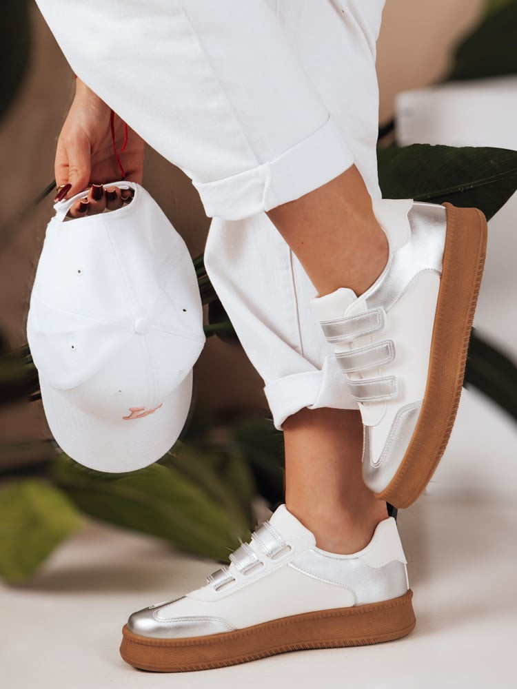 Sneakersy damskie na rzepy SOLEFIT srebrne Dstreet