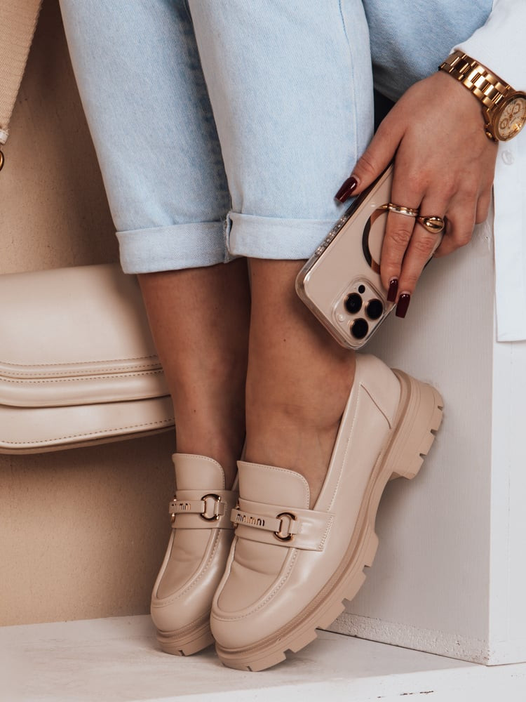 Mokasyny damskie MNIMNI beżowe Dstreet