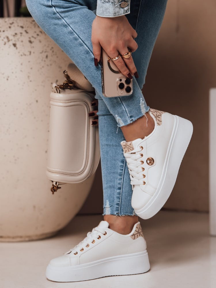 Sneakersy damskie na platformie RIFII beżowe Dstreet
