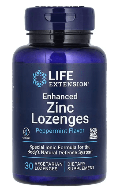 Life Extension Enhanced Zinc Lozenges, zinkové pastilky, příchuť máta, 30 pastilek