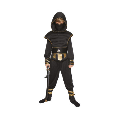 Kostým dětský Ninja černo-zlatý vel. 10-12 let Albi