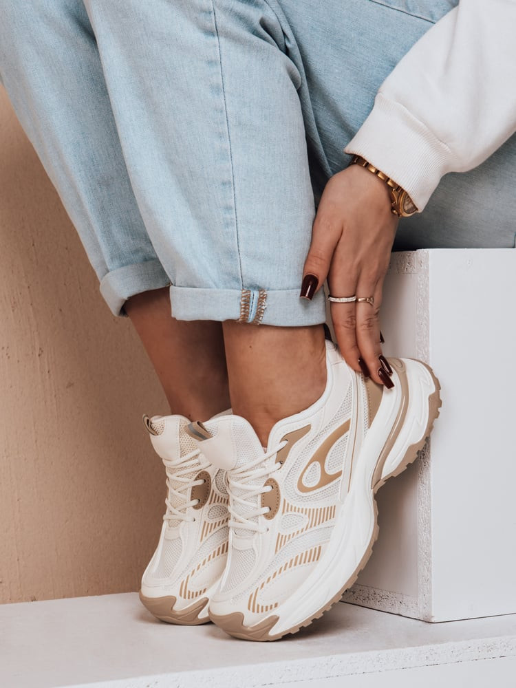 Buty sportowe damskie na platformie AIRBOOS beżowe Dstreet