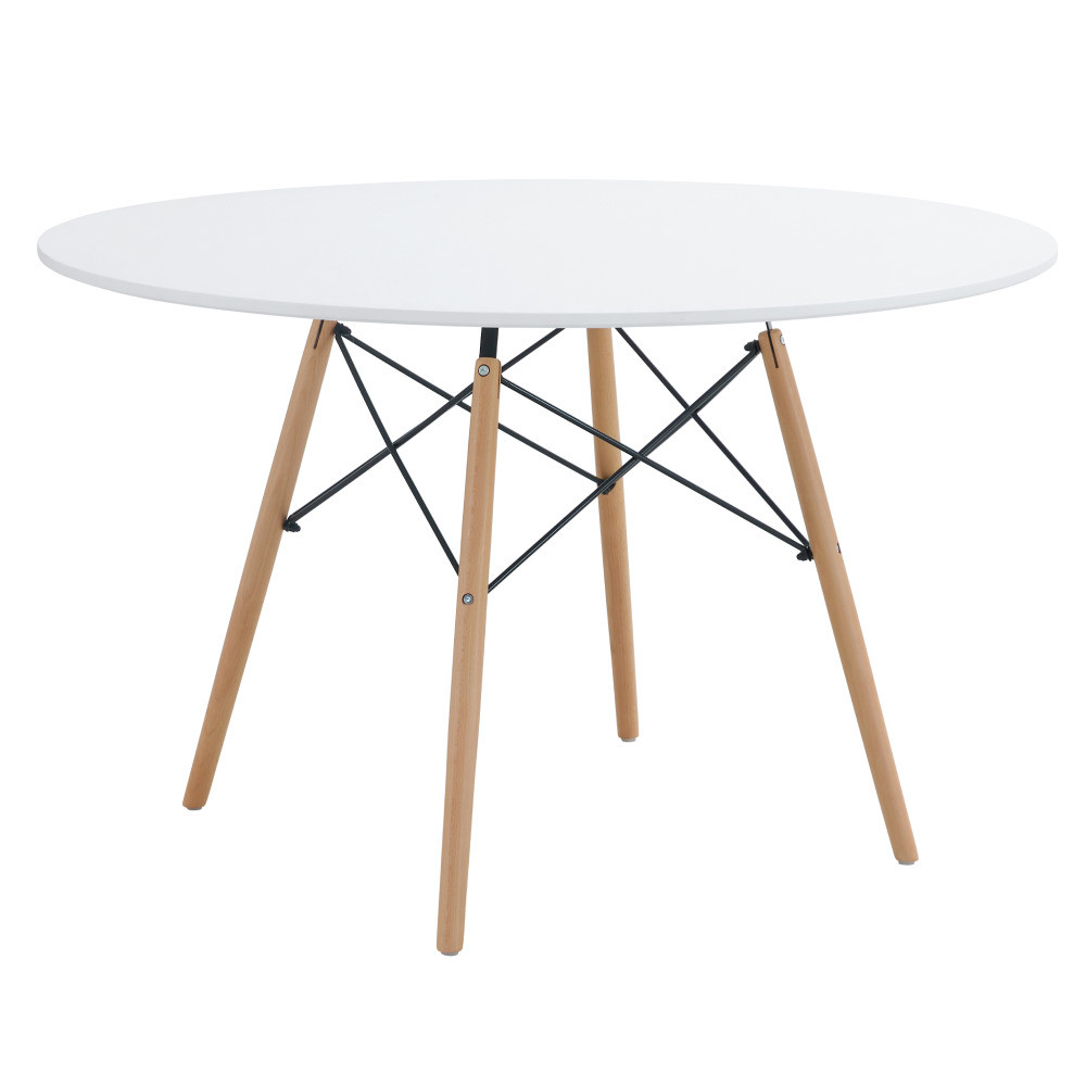 Kondela Jídelní stůl, bílá matná/buk, průměr 120 cm, DEMIN NEW