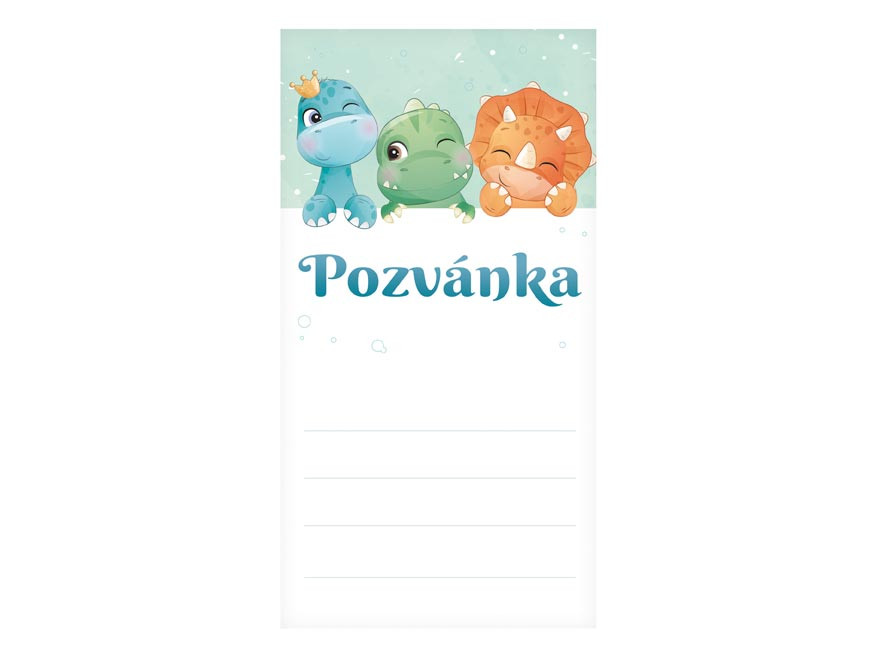 Pozvánka dinosaurus 10 ks 19 cm x 10 cm