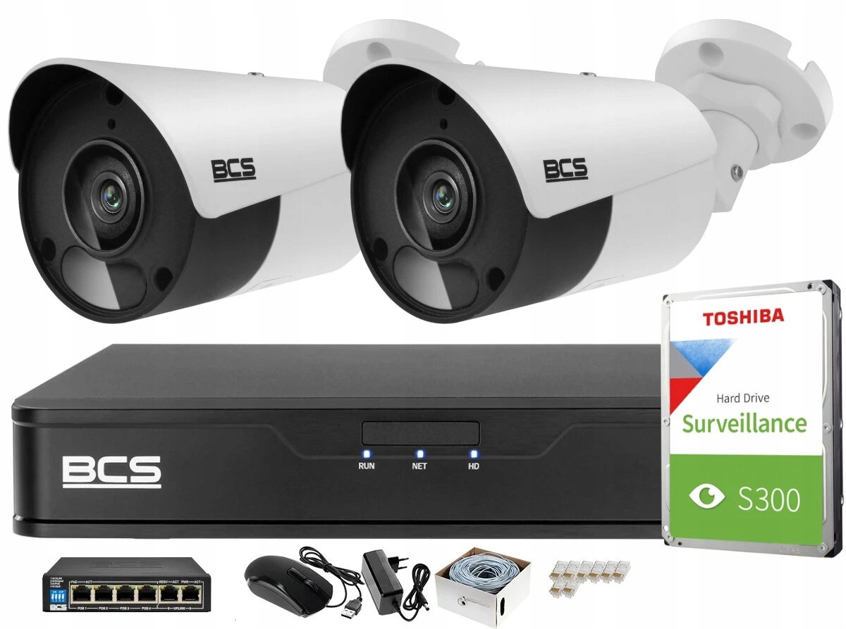 Monitorovací sada domácnost firma 2 kamery 5MPx BCS-P-TIP15FSR5 Ir 50m PoE