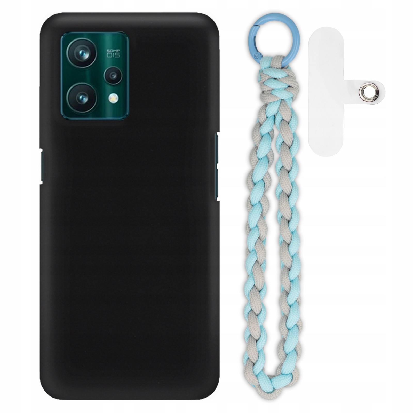 Pouzdro Pro Realme 9 Pro Plus Matné Černé Case Šedo-modré Vodítko Vazba