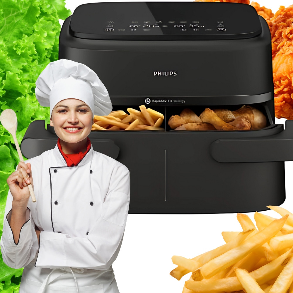 Philips Airfryer Fritéza Bez tuku Velká 7.1L NA154/00 Dual Basket