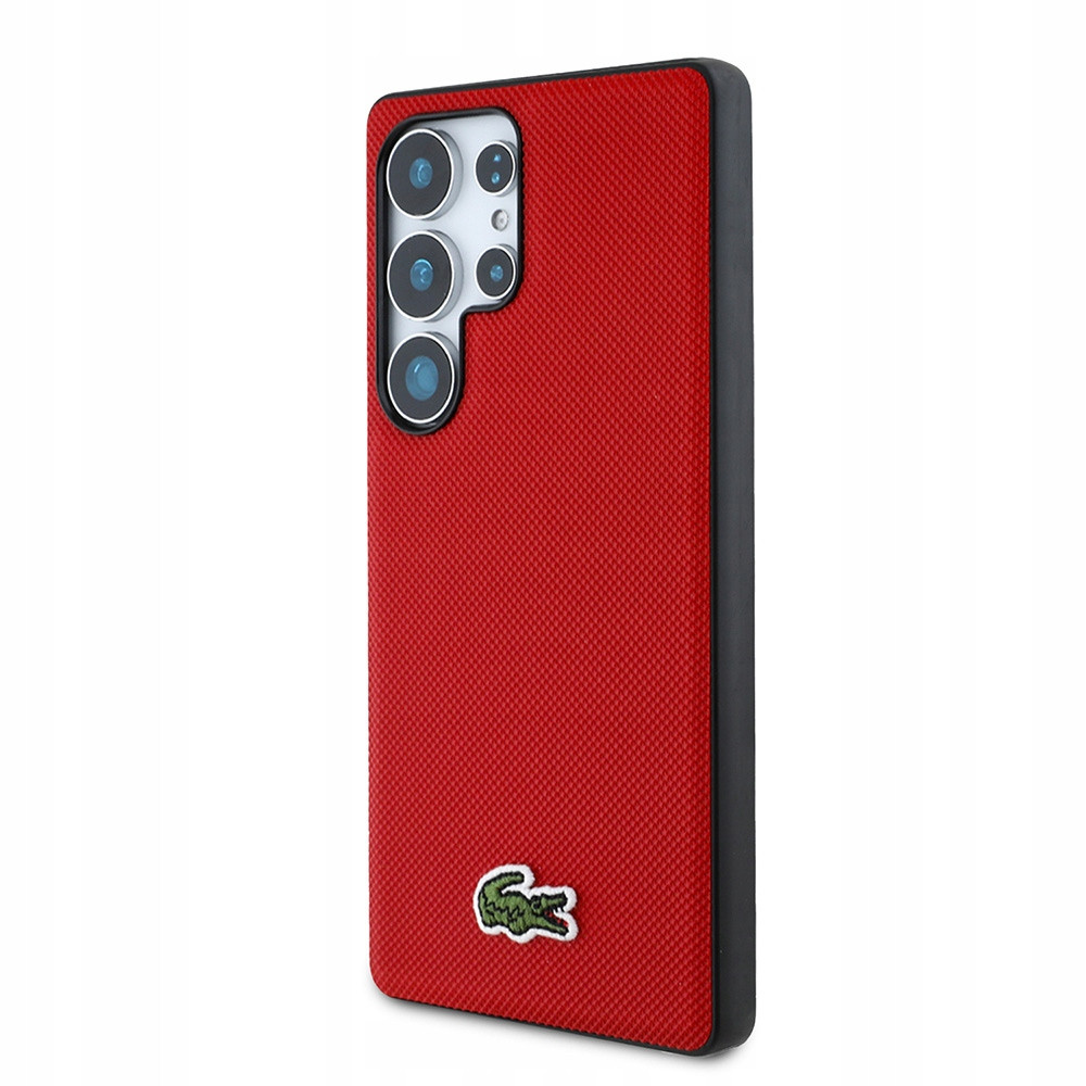 Pouzdro Lacoste Iconic Petit Pique Woven MagSafe pro Samsung S25 Ultra červené