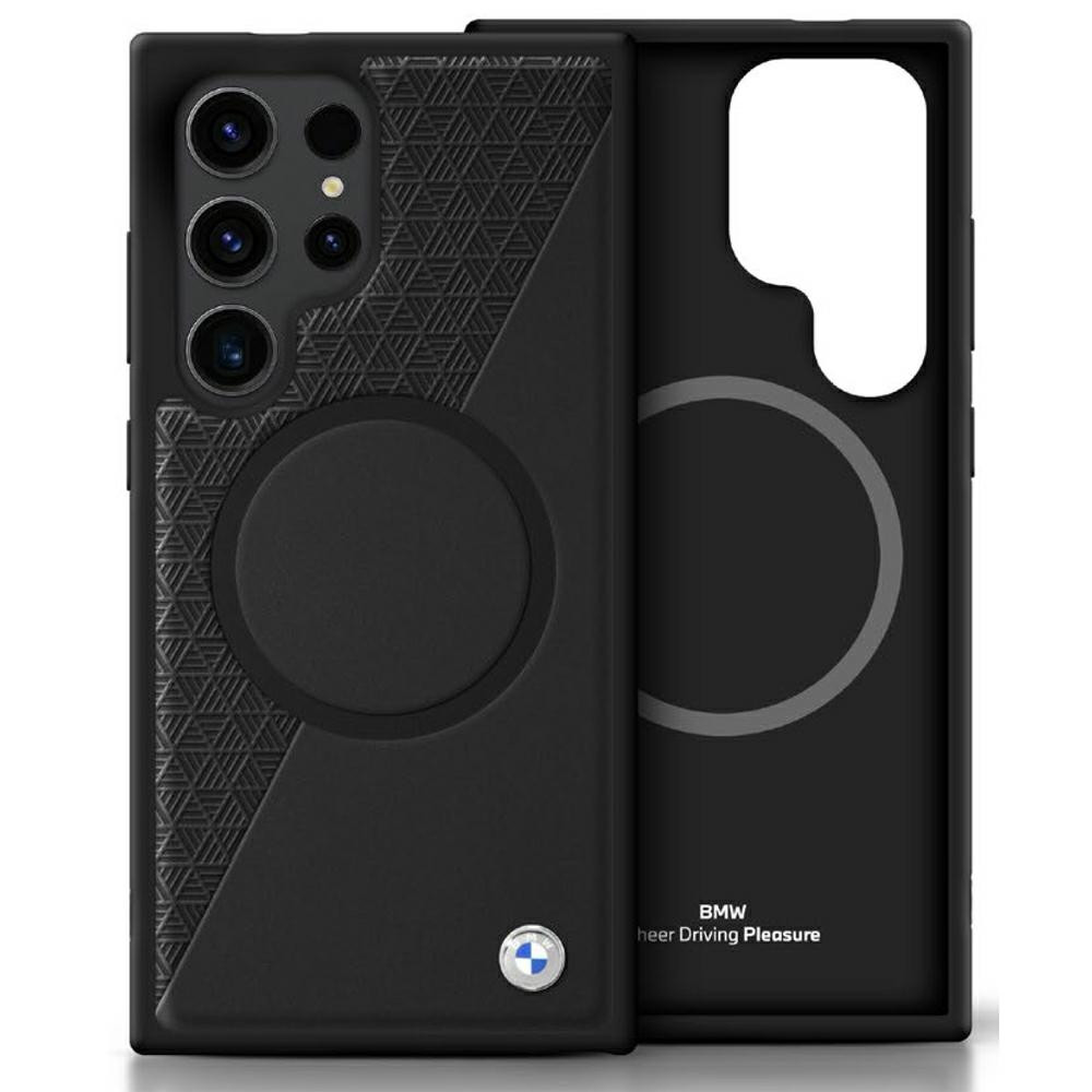 Bmw Leather Half Textured MagSafe Pouzdro pro Samsung Galaxy S25 Ultra černé