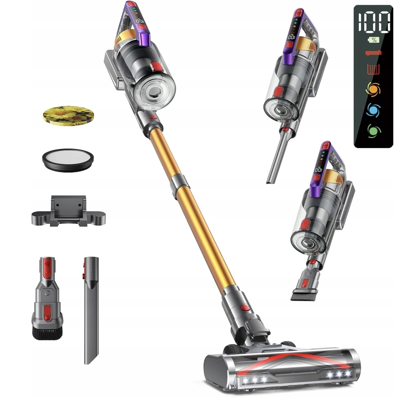 Vysavač Akumulátorový Vertikální Ruční Bezdrátový Výkonný 550 W Hepa filtr