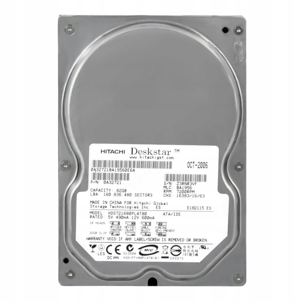 DeskStar 7K160 80GB 7.2K 8MB Ata 3.5'' HDS721680PLAT80