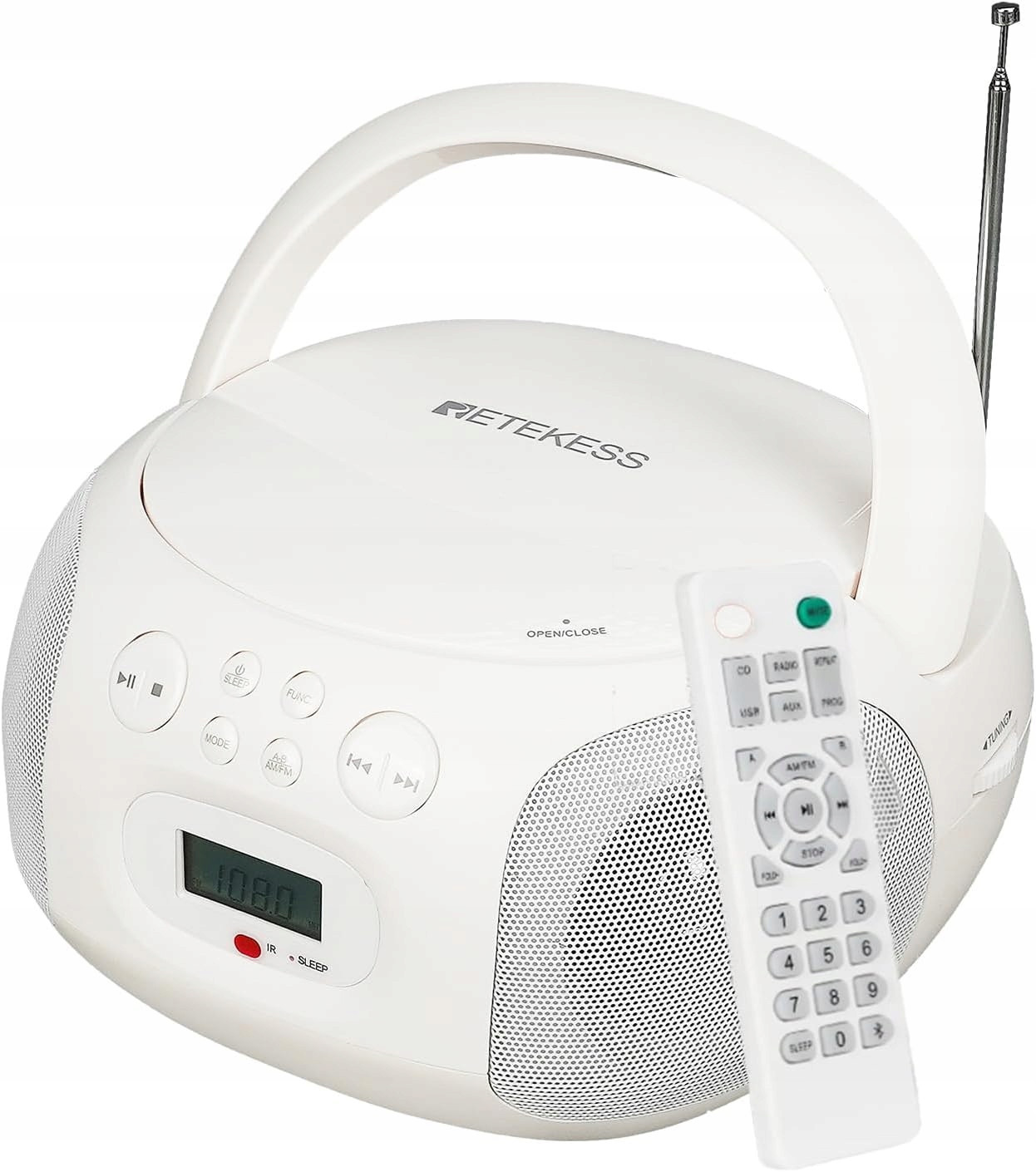 Retekess TR636 Přenosný CD přehrávač, Fm Am rádio,Bluetooth, Časovač Sleep