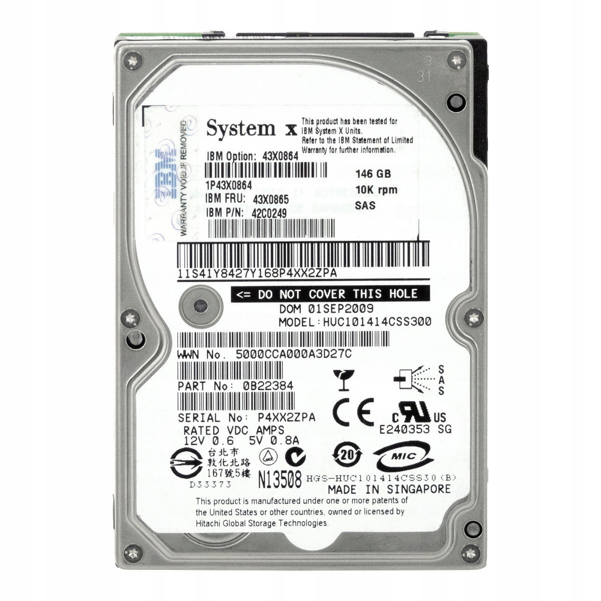 Ibm 43X0865 42C0249 146 Gb 10K Sas 2,5'' HUC101414CSS300