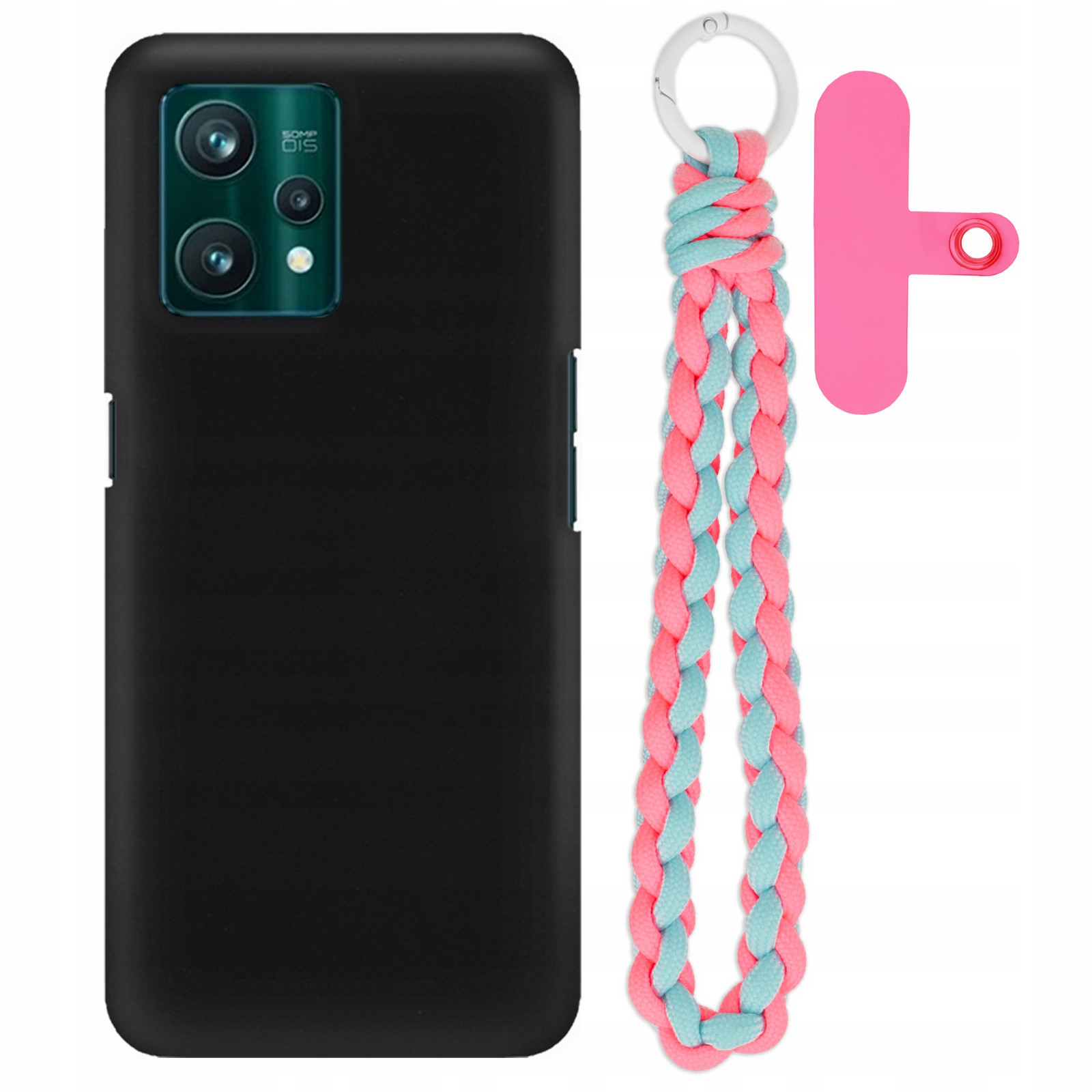 Pouzdro Pro Realme 9 Pro Plus Matné Černé Case Růžovo-modrý Držák Vazba