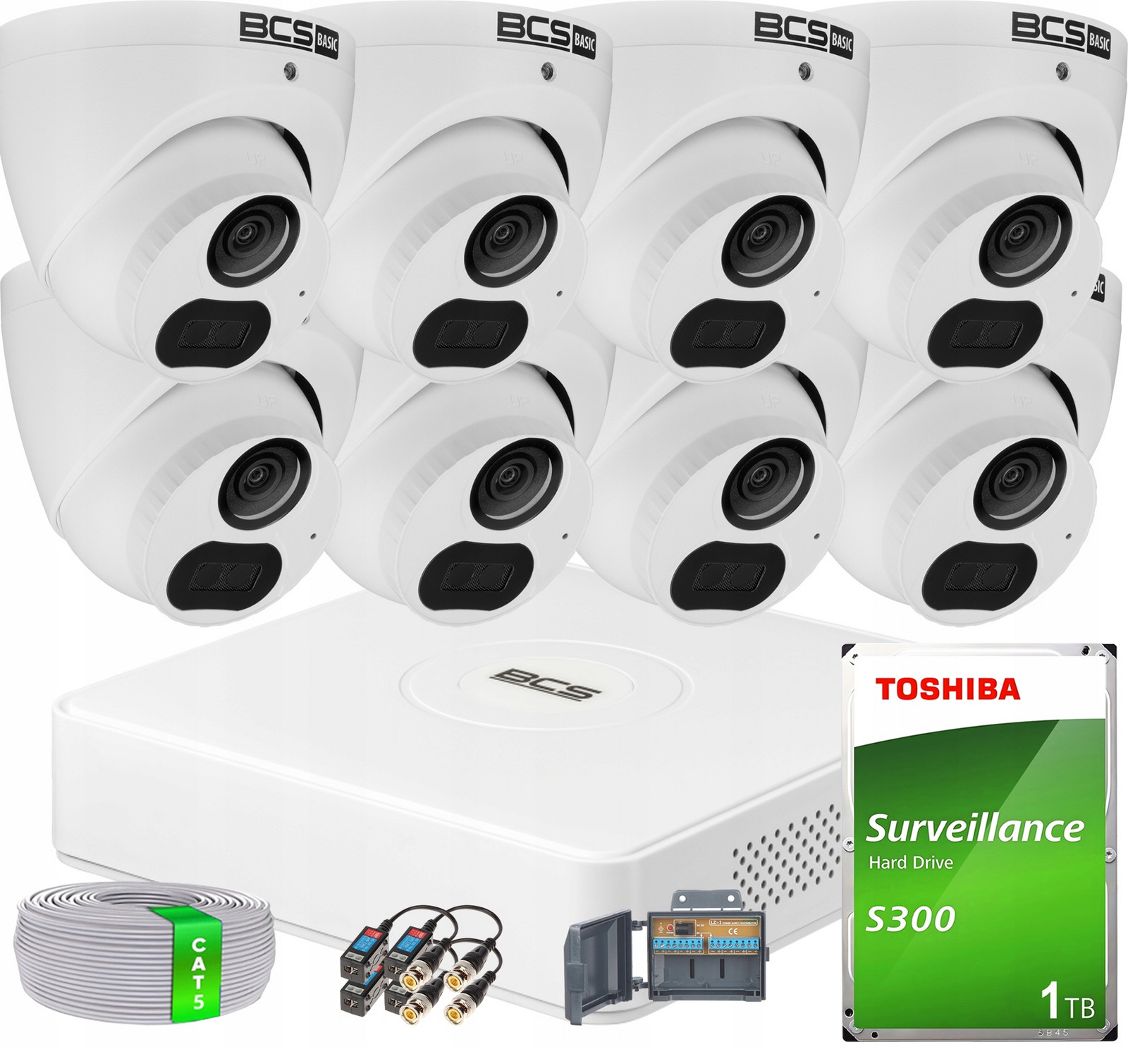Monitorovací sada s analogovou kamerou 8x BCS-B-EA15FSR4(2.0) 5MPx 1TB disk
