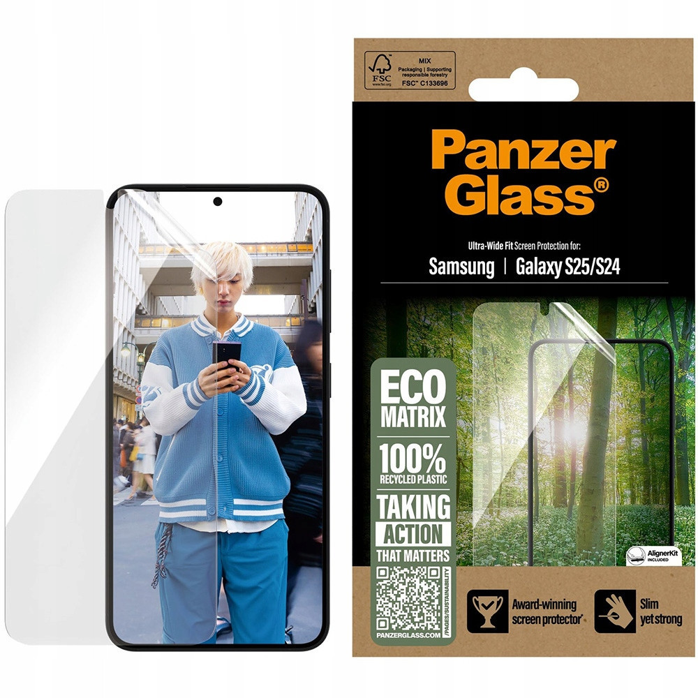 Tvrzené sklo PanzerGlass pro Galaxy S25/S24, ochrana displeje, ochranný kryt