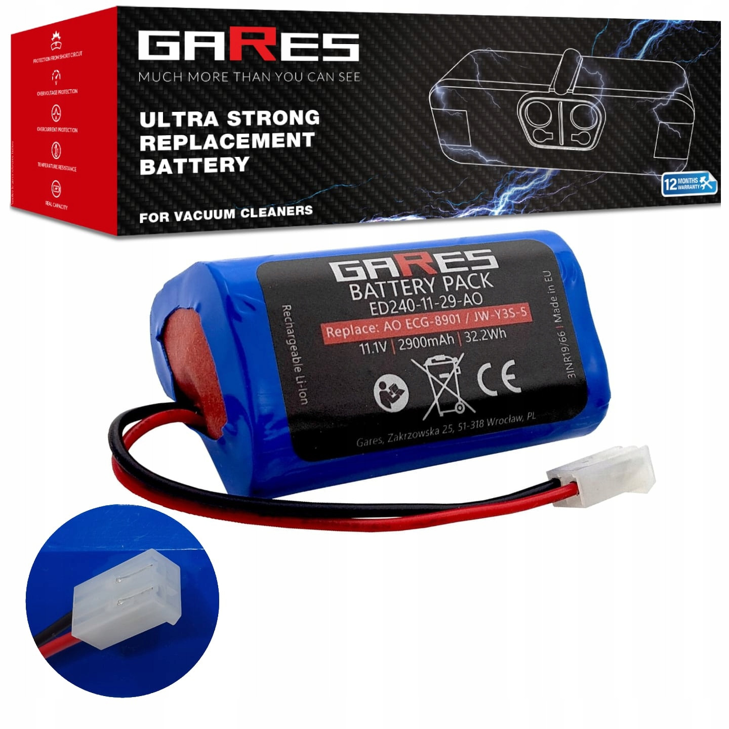 Baterie pro lékařské přístroje Aoli ECG-8901 JW-Y3S-5, 11.1V 2.9Ah Li-Ion