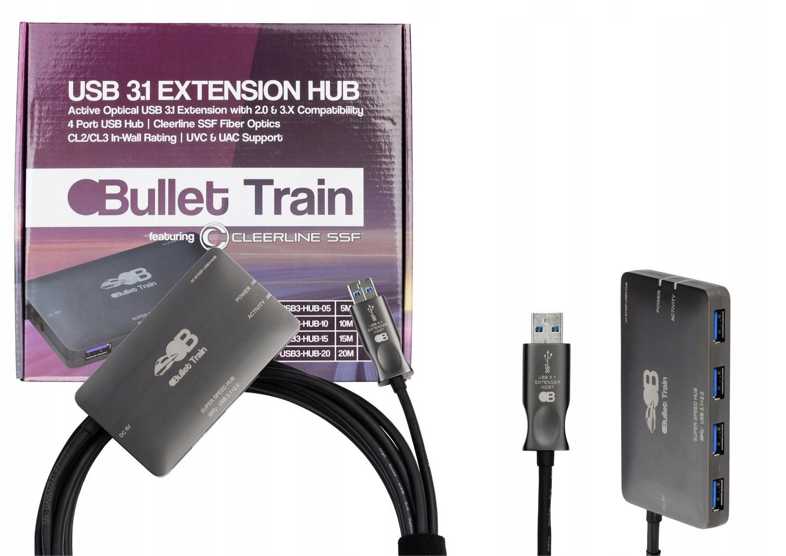 AVPro Edge Bullet Train optický Ssf Usb kabel 3.1 20m s aktivním 5G HUBem