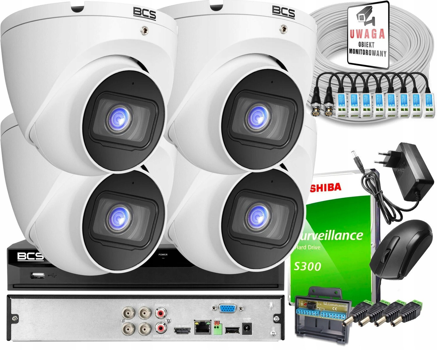 Monitorovací sada domácnost firma kamery 4x BCS-EA15FSR3 BCS-L-XVR0401-4KE-IV