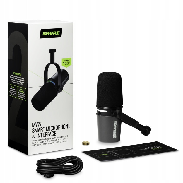Shure MV7i dynamický mikrofon s rozhraním a Combo vstupem (xlr/jack)