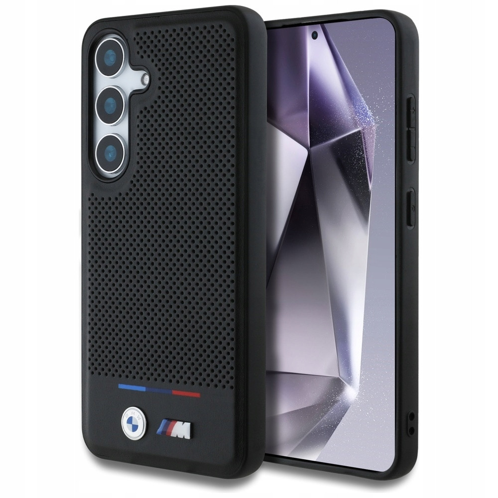 Pouzdro Bmw Leather Tricolor Stripe MagSafe pro Samsung Galaxy S25 černé