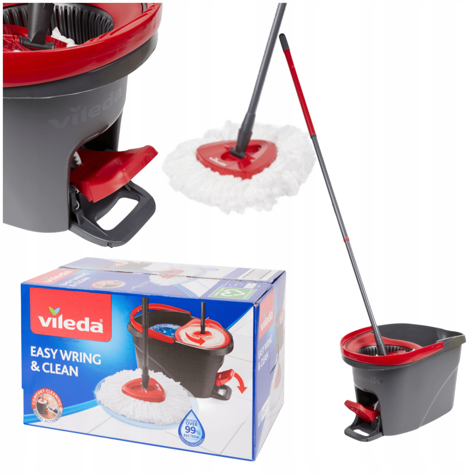 Sada Na Mytí Podlahy Rotační Mop Kbelík Vileda Easy Wring & Clean