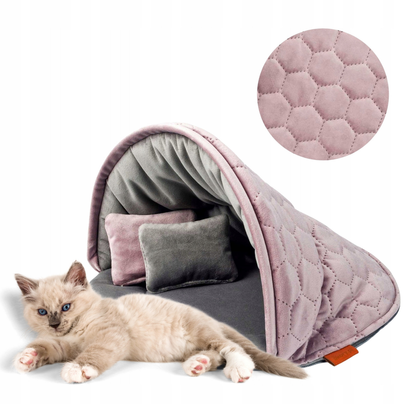 Budka norka domeček pelíšek pro kočky kočičky 50x50x34 cm Ukory Růžový velvet