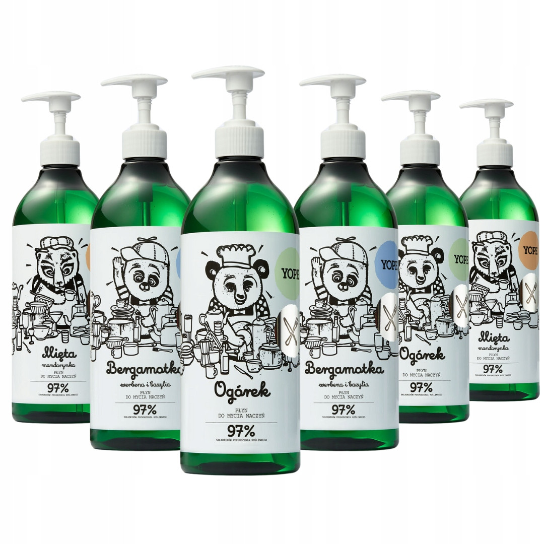 Yope Přírodní prostředek na mytí nádobí Máta Okurka Bergamot Mix 750ml x6